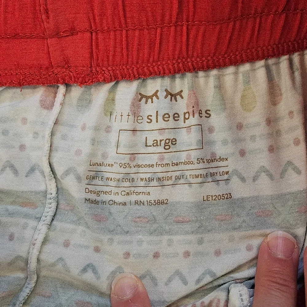 Little Sleepies Pajama Pants Mens L White Gingerbread Fair Isle Bamboo Christmas